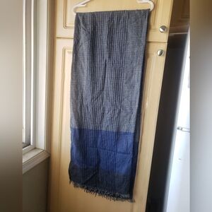 Tommy 100% Wool Gray and Blue Scarf  78" Long By 15"